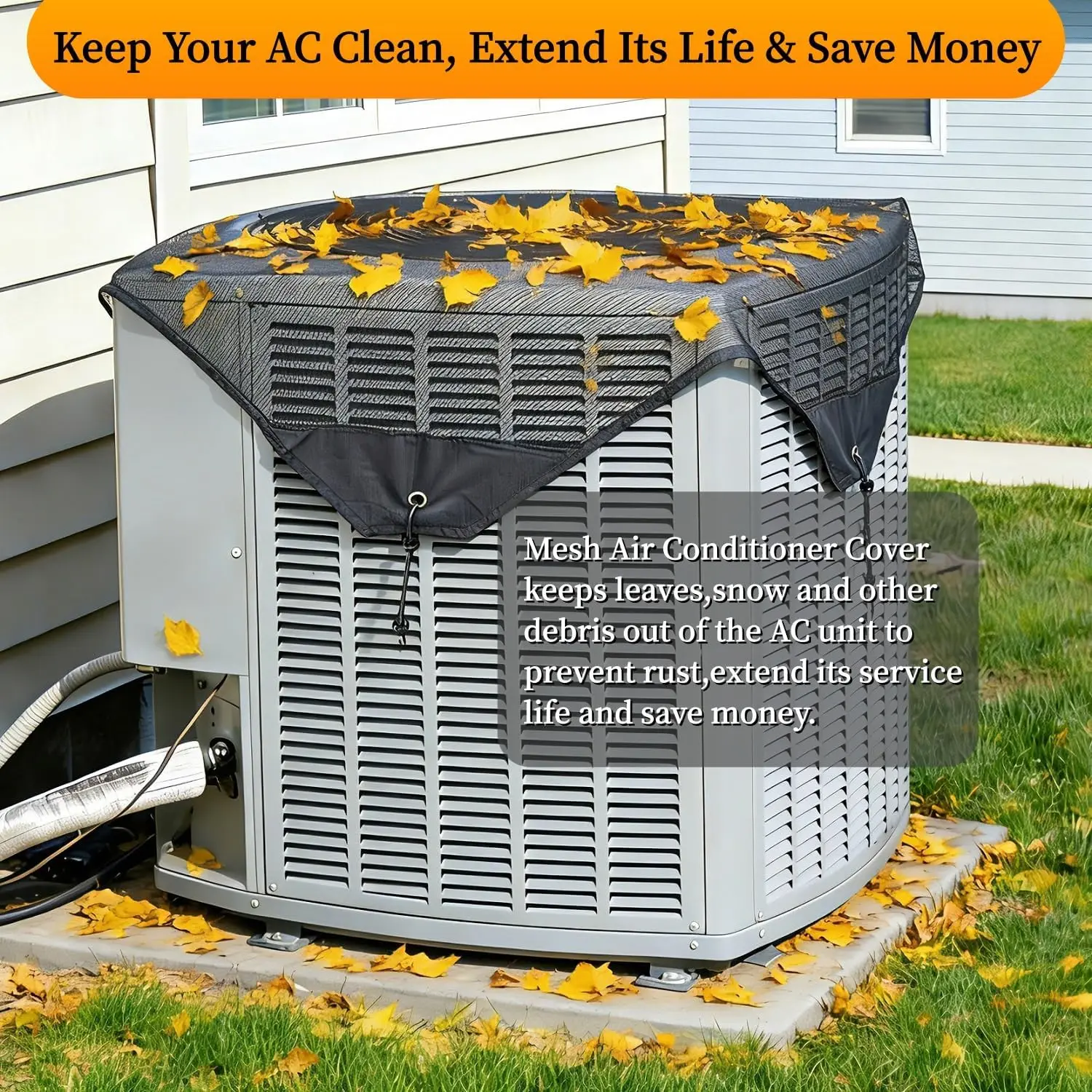 Central Air Conditioner Covers for Outside Unit, Mesh Shade, Breathable Top Universal Mesh Cover Defender for Air Conditioner All Seasons (29'' x 29'') view 6