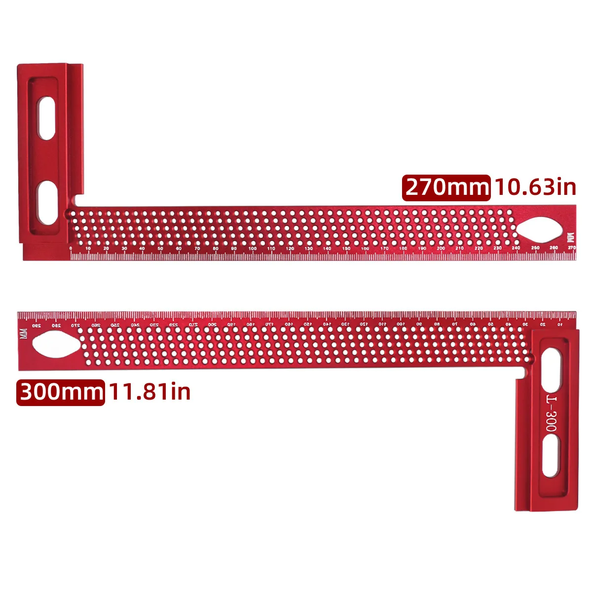 300mm Woodworking Square Aluminum Framing Mitre Square Carpenter Scribe L-Type Hole Ruler Aluminum Alloy Right Angle Protractor