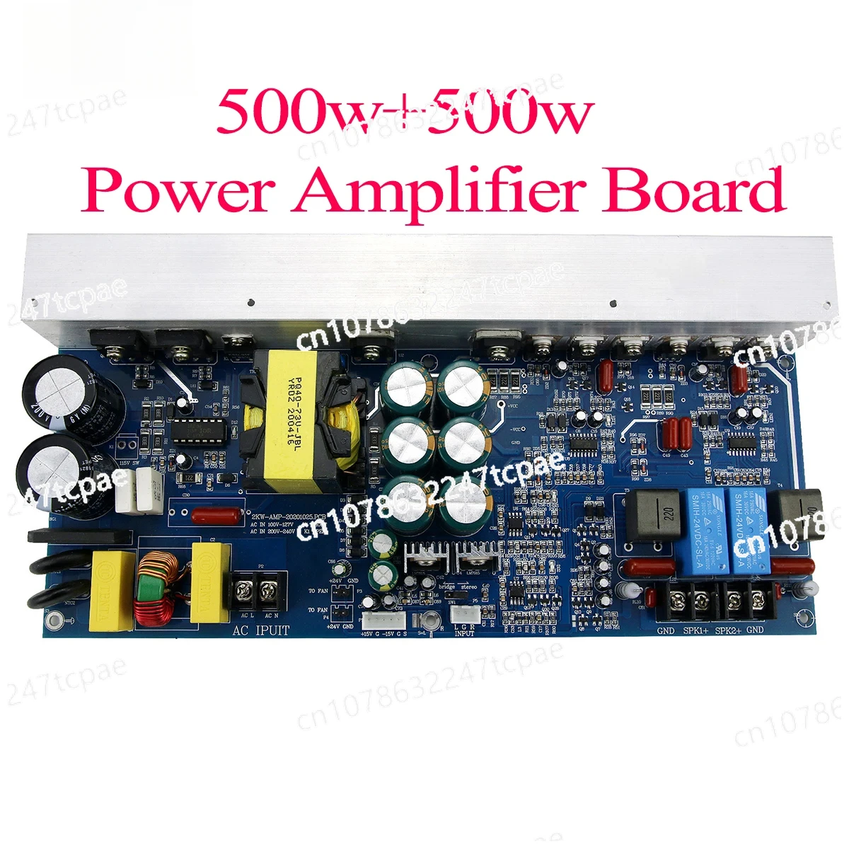 

Плата цифрового усилителя BAHOD 1000 Вт, стерео 2-канальная плата усилителя мощности 500 Вт + 500 Вт с импульсным источником питания