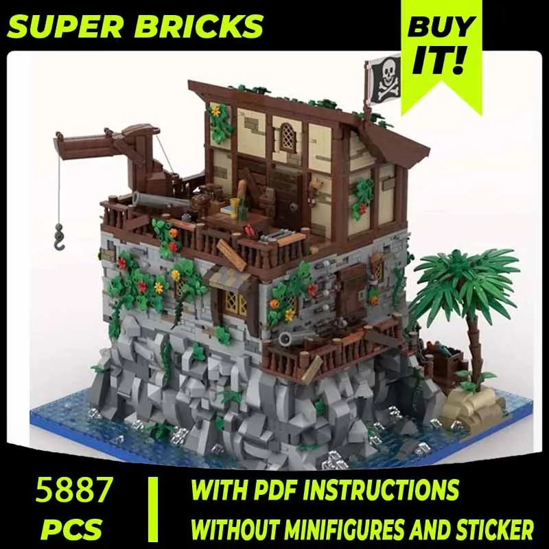 Technical Moc Bricks Fortress Model Pirate Skull Island Modular Building Blocks Gifts Toys For Children DIY Sets Assembling