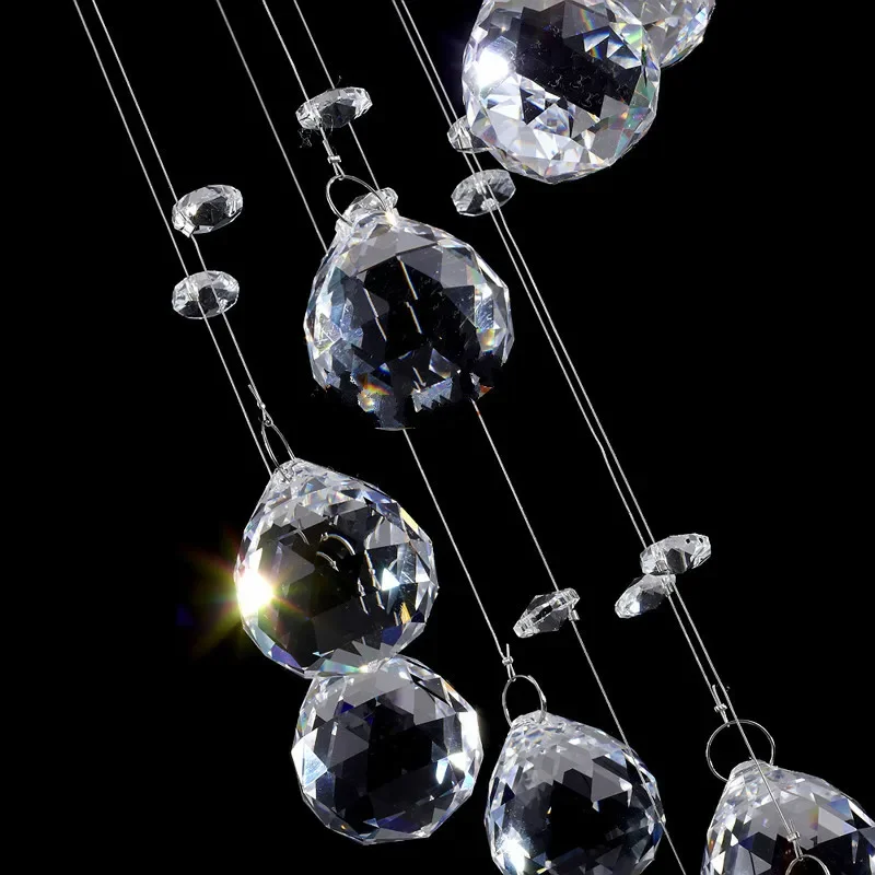 Modern Luster Crystal Chandeliers Lighting Fitting Double Staircase LED Pendant Lamp For Foyer Dining Room Restaurant Decoration
