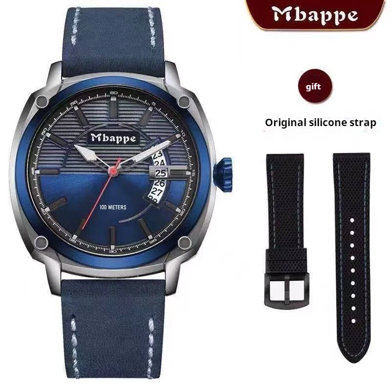 MBAPPE Men's Luxury Watch - Genuine Leather Strap, Luminous Hands, 100m Water Resistance - The Perfect Gift for Boys and Fathers