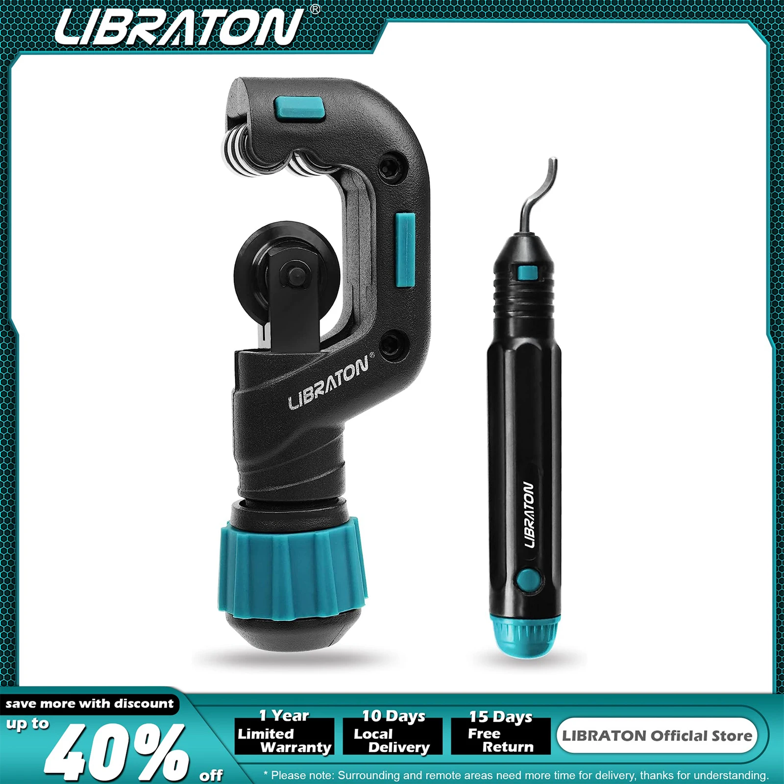 Трубный резак Libraton, резак для труб, резак для медных труб, наружный диаметр от 5/32 до 1-1/4 дюйма, резак для труб с инструментом для удаления заусенцев