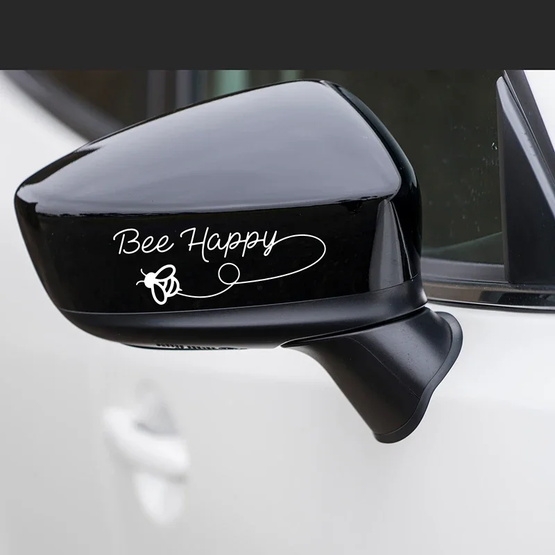 

Виниловые наклейки Bee Happy, забавные мультяшные водонепроницаемые декоративные наклейки, милые аксессуары для оконного бампера для skoda kodiaq, bmw e46, alfa