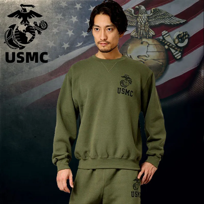 USMC Camouflage Long Sleeve Hoodie And Pants Set Thin Fleece Men's PT Physical Training Running Suit Tactical Outdoor Gear