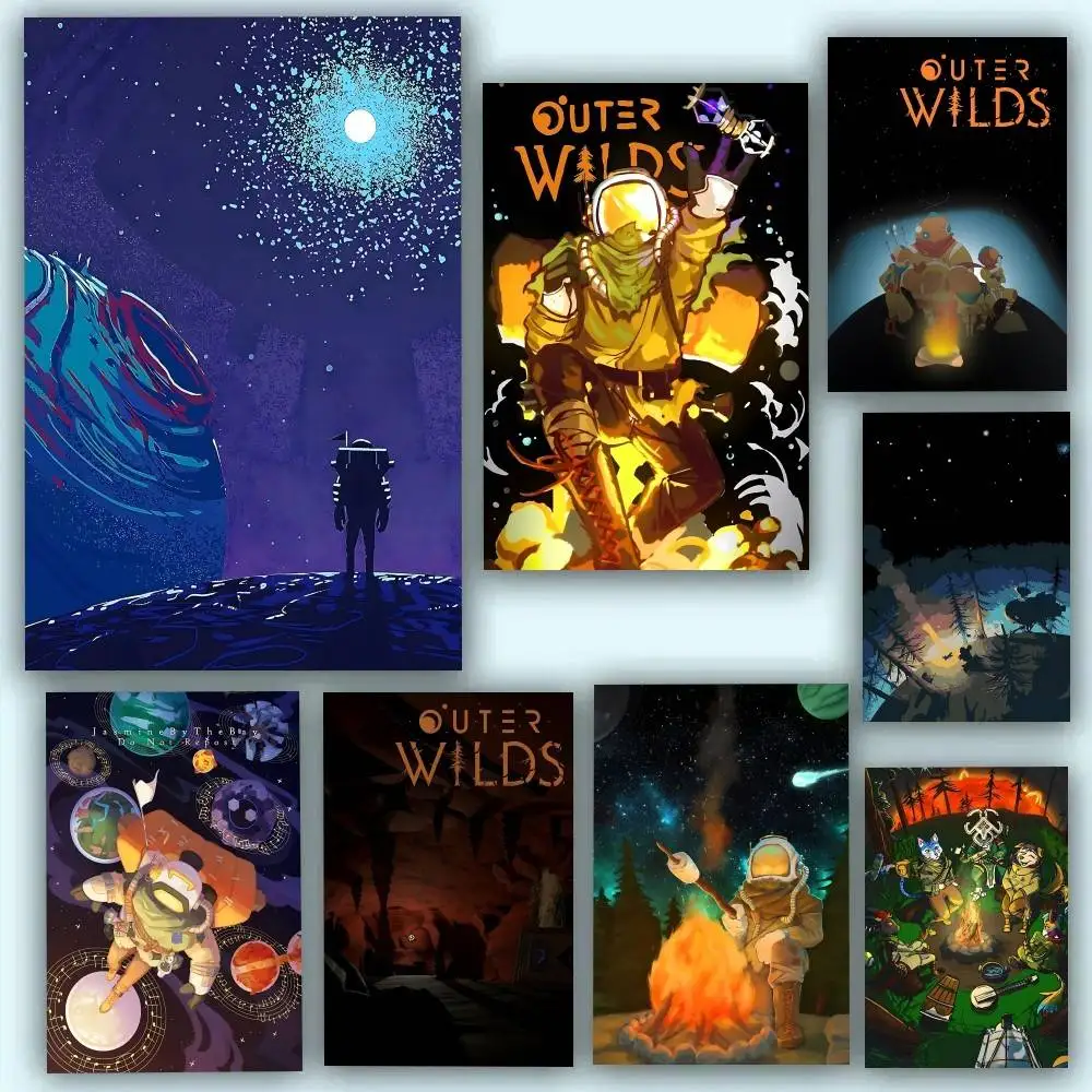 Anime Game Art O-Outer W-Wilds Manga Posters Self Adhesive Waterproof Ideal For Living Room Bedroom Bar Decoration