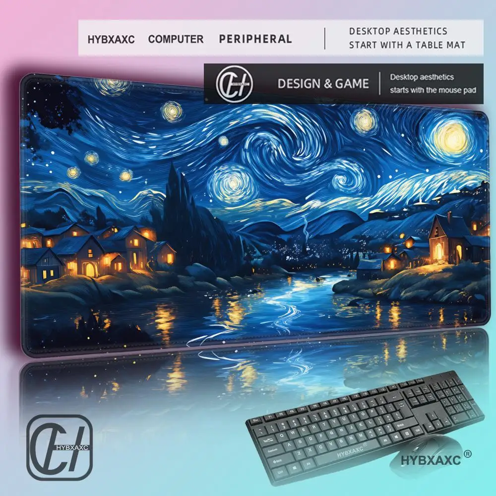 

HYBXAXC Large Starry Night Mouse Pad Gaming Mouse mat Non-Slip Rubber Base Artistic Desk Mat for Gamers and office work