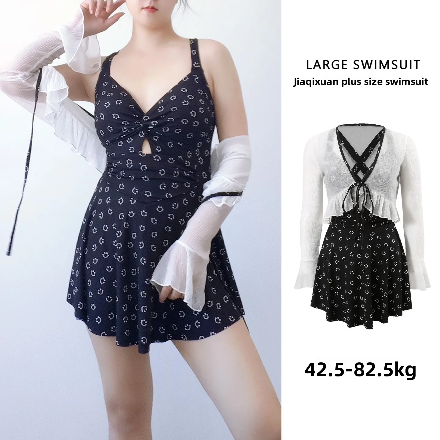 

Новый женский купальник больших размеров с высокой талией, утягивающий, термокомфортный, для курортного отдыха, винтажный, с длинными рукавами и V-образным вырезом