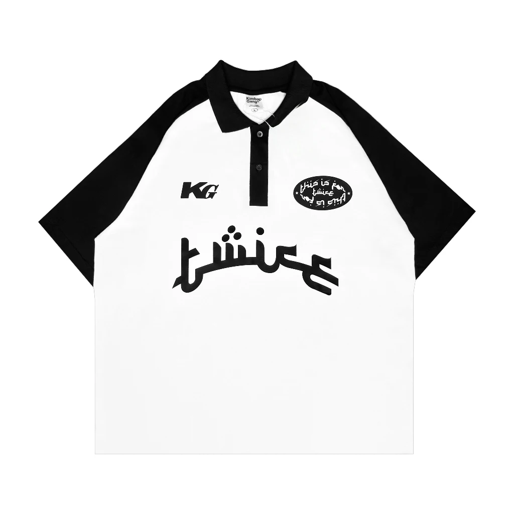 الرجبي قميص بولو المتضخم مرتين الكورية فتاة الموضة العصرية رسالة قميص مطبوع Y2K المرأة المألوف تي شيرت رياضي غير رسمي #2