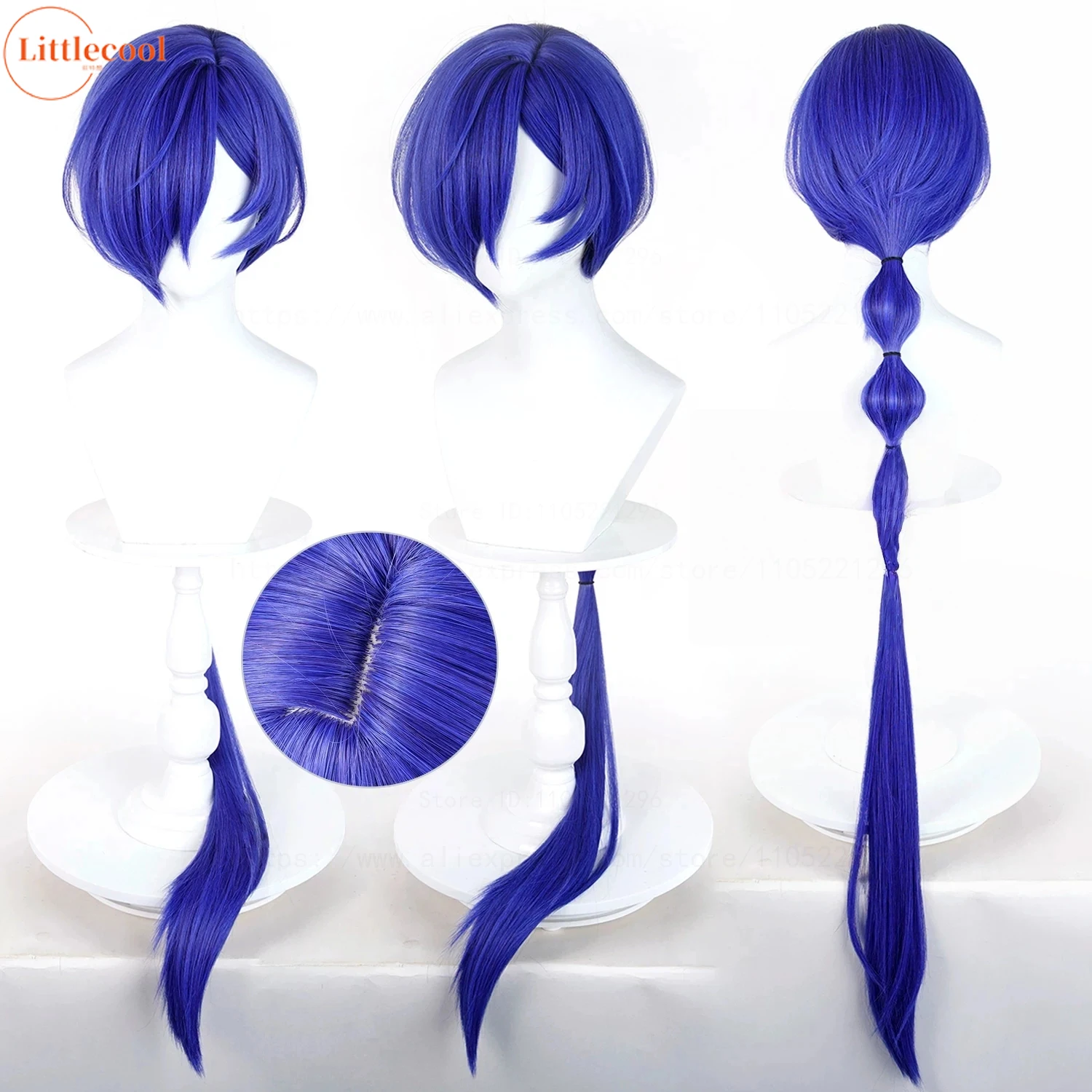 Promeia Cosplay Wig ZZZ Role Play 120cm Long Bule Balls Braided Heat Resistant Synthetic Hair Anime Game Wigs + Wig Cap