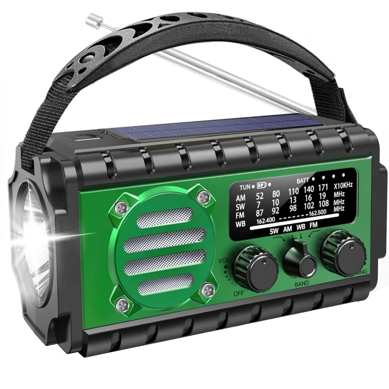 

Emergency radio, battery multi-function, hand-cranked power generation