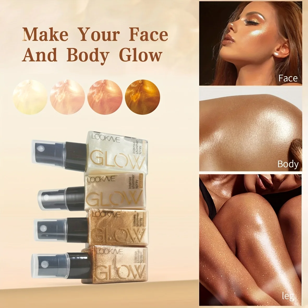 Pearlescent Glitter Spray Highlighter Suitable for Face, Body, Neck, Brightening Makeup, Long-lasting Shine 30ml Daily Party