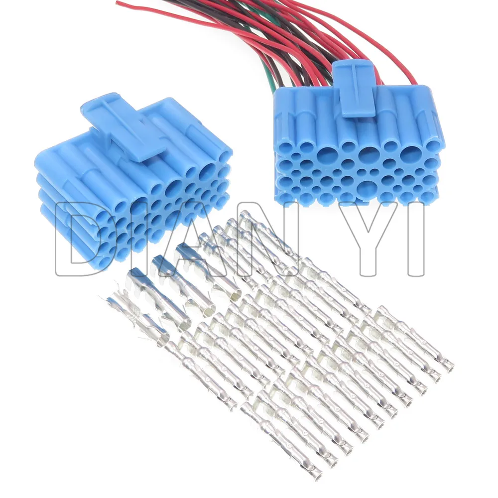 1 Set 28 Way Automotive Wiring Terminal Composite Connector AC Assembly Blue Car Socket Auto Accessories