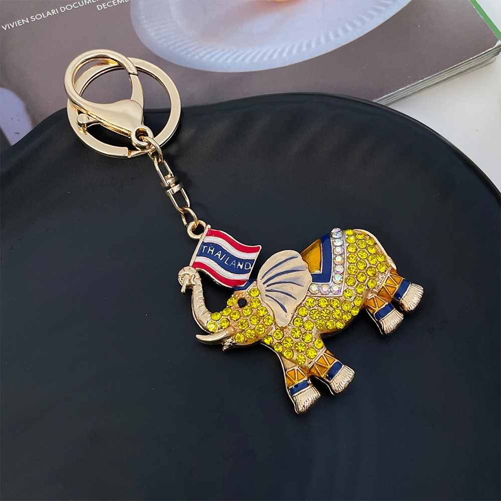 Luxury Crystal Elephant Keychain Women\'s Handbag Pendant Thailand Travel Souvenir Gift