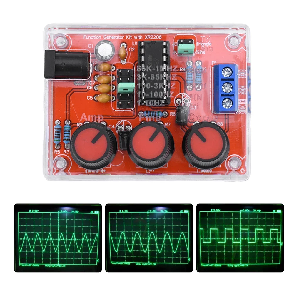 

XR2206 High Precision Function Signal Generator DIY Kit Sine Triangle Square Output 1Hz-1MHz Adjustable Frequency Amplitude