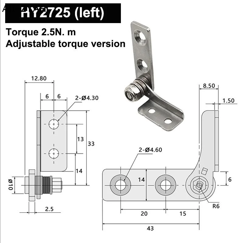 (YY)1Pc 304 Stainless Steel Damping Hinge Any Stop Any Stop Hinge Torque Adjustable Pivot For Equipment Connection