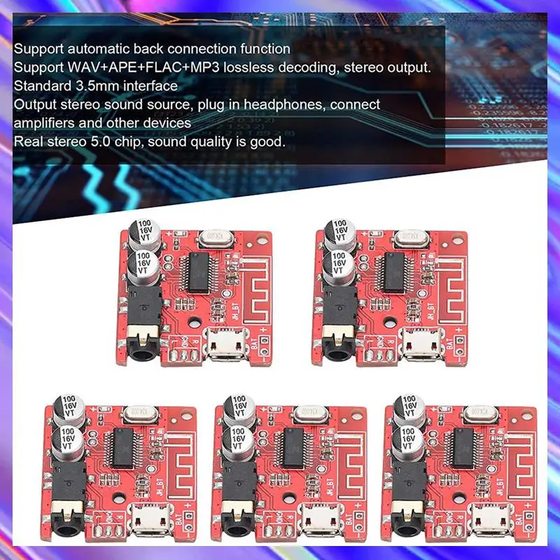 15 Buah DIY Papan Penerima Bluetooth 5.0 Papan Dekoder Lossless Modul Musik Stereo Nirkabel, Modul Amplifier Speaker