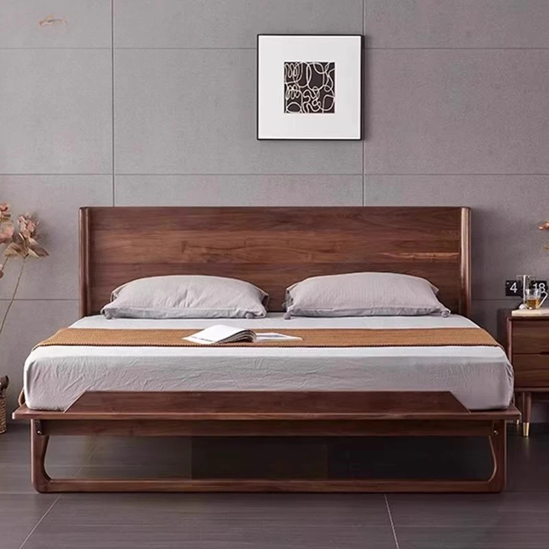 

North American black walnut, all solid wood, master bedroom double bed