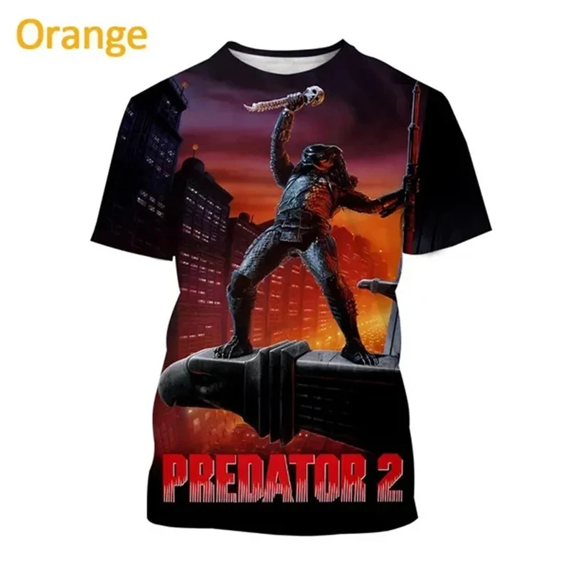 Predator 3D Pattern T-shirt for Men's Summer Horror Movie Alien Creatures Cool Print T-shirt Fashion Oversized Casual T-shirt