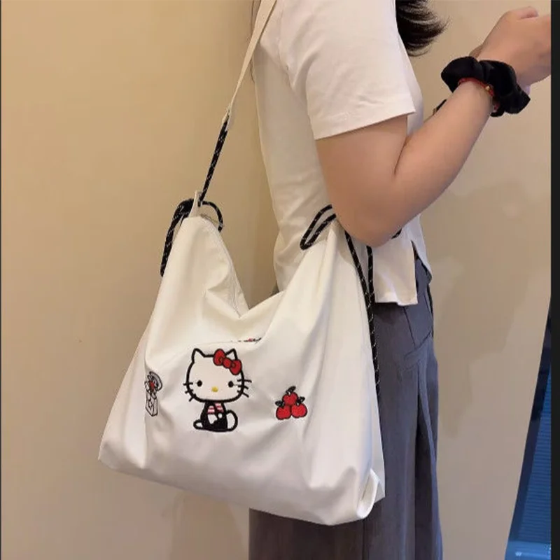 Sanrio Hello Kitty Crossbody Bag Girl Large Capacity Shoulder Bag Travel Storage Bag Waterproof Kawaii Cartoon Fashion Package