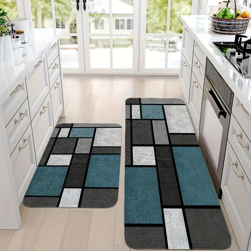 Geometric Graphic Splicing Kitchen Mat Decor Welcome Doormat Anti-slip Hallway Balcony Laundry Rooms Rugs Bathroom Foot Pad