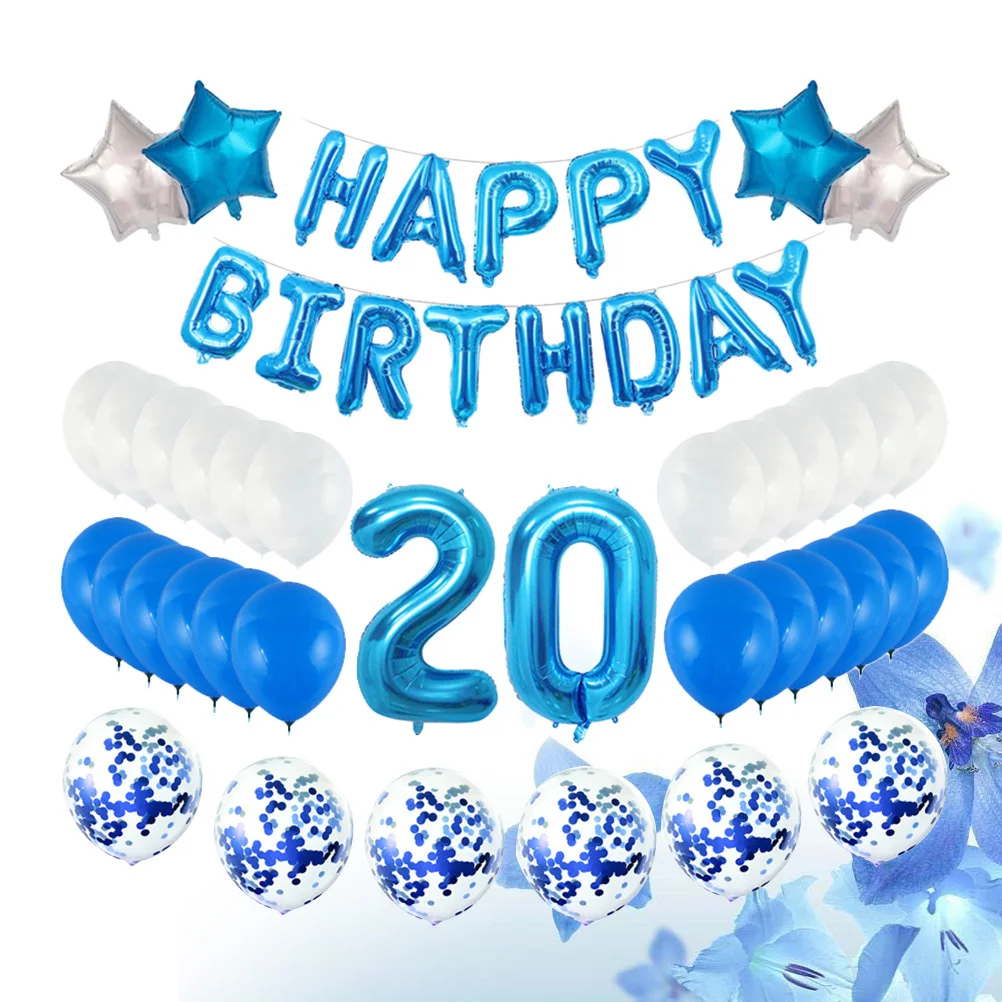 

Sets Premium Aluminum Film Decorative Balloons Happy Birthday 20 Star Shape English Phrase Party Gathering Latex
