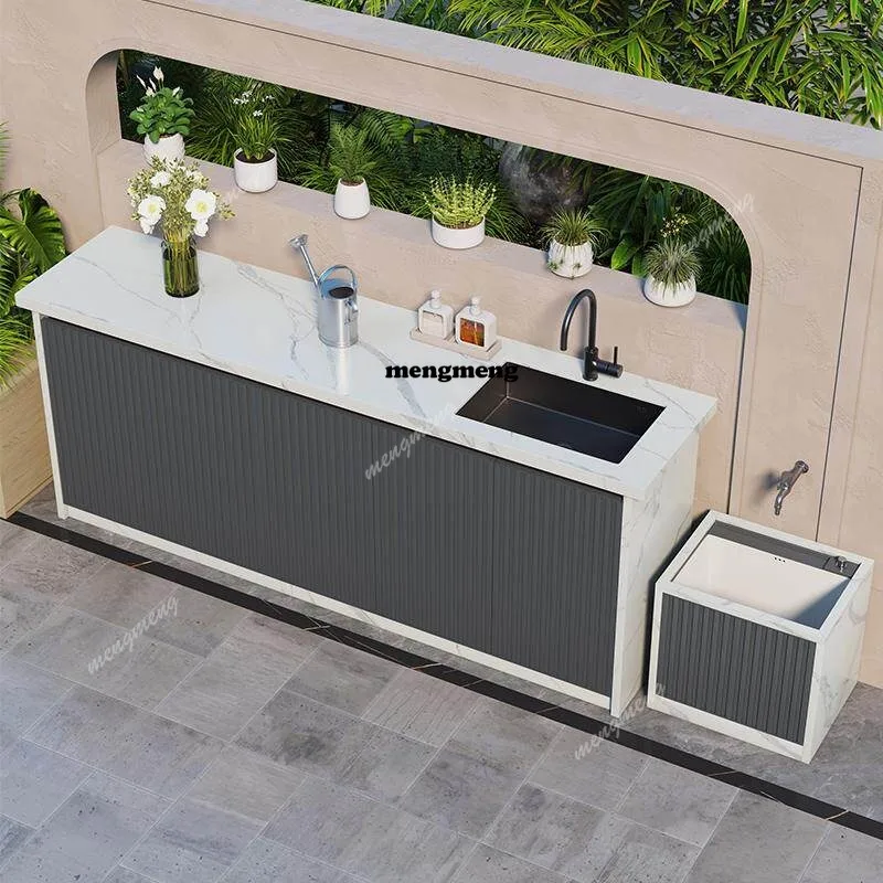all-aluminum courtyard storage cabinet, sink integrated tool cabinet, waterproof and sunscreen outdoor cabinet customization