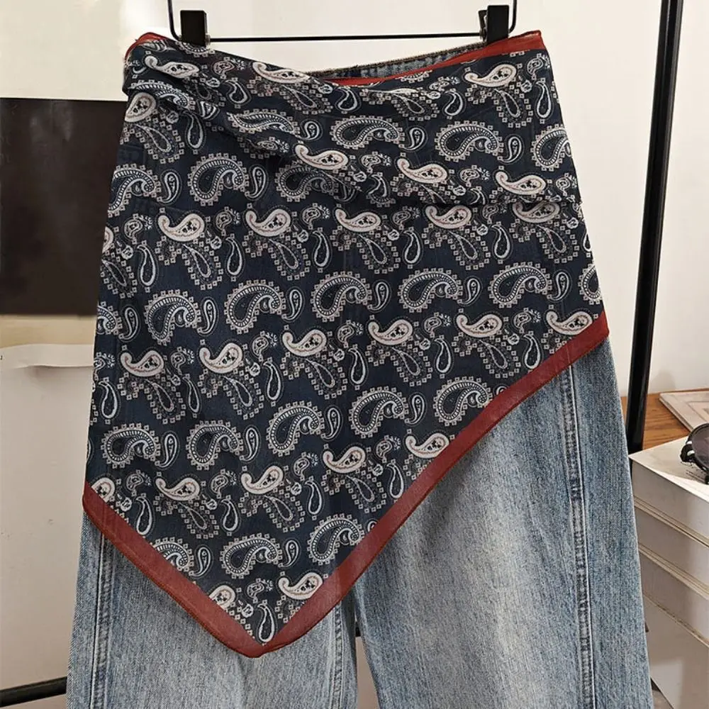 Elegant Multi-functional Floral Triangle Scarf cotton Tie-Dye Waist Belt Floral Triangle Decorative Headscarf Matching Pants