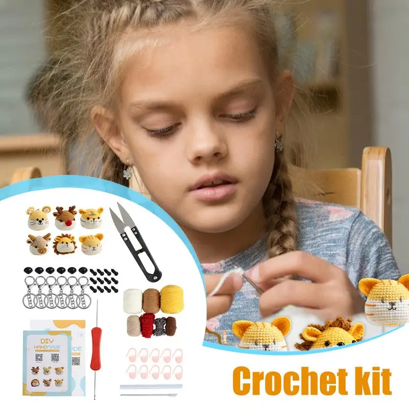 

Детский набор для вязания крючком для начинающих, полный набор брелоков для вязания крючком, детские крючком животные, легкие инструменты для вязания крючком и инструменты для вязания крючком