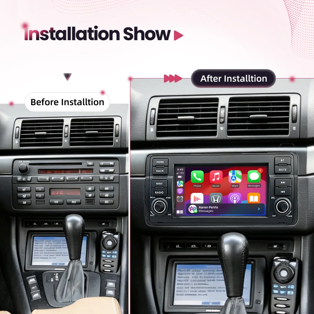 Radio para coche BONROAD de 7 pulgadas con pantalla táctil Linux para BMW Serie 3 E46 M3 Coupe 318 320 325 330 335 1998-2006 para Rover 75 MG ZT 1999-2005 Reproductor multimedia para coche con CarPlay inalámbrico Android Auto DSP WiFi RDS GPS MirrorLink 4