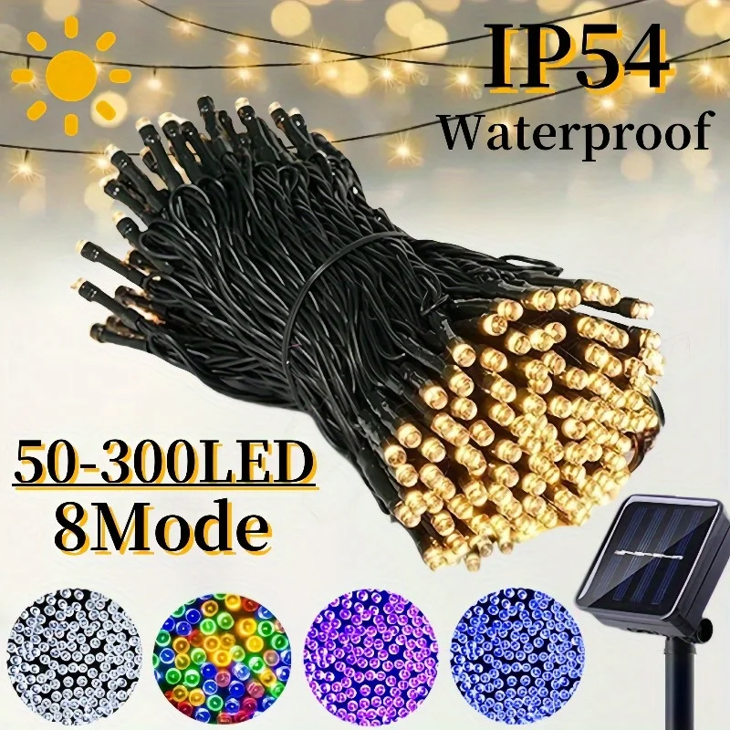 في الهواء الطلق سلسلة أضواء الشمسية 30/100/200/300 LED أضواء الجنية 8 طرق IP54 أضواء الشمسية لحديقة الزفاف عيد الميلاد الديكور