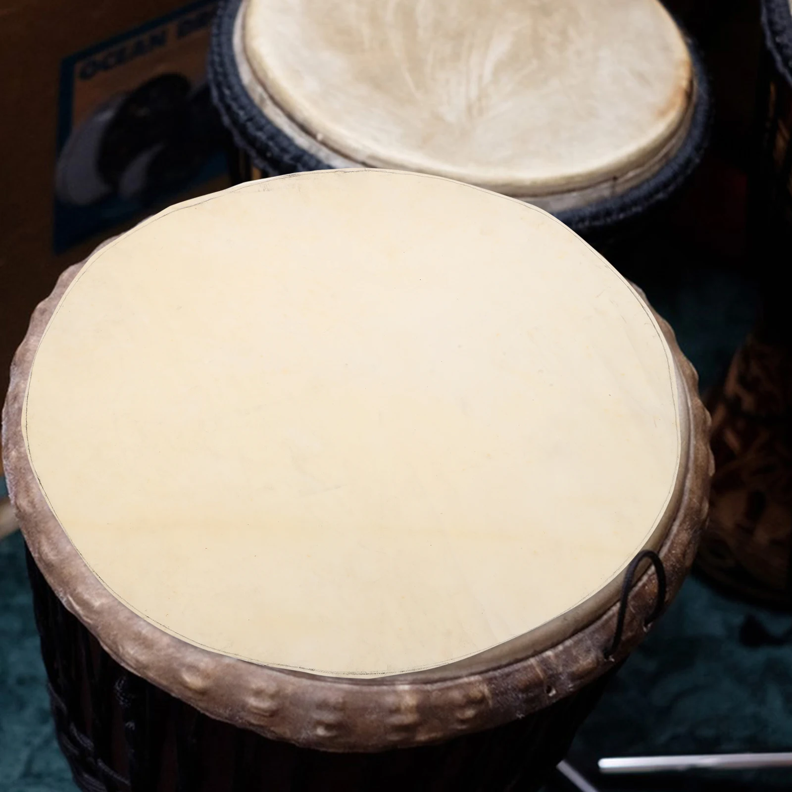 

Goat Drum Skin Leathers Head Parts Djembe Repair Tools Heads Congo Covers Beige