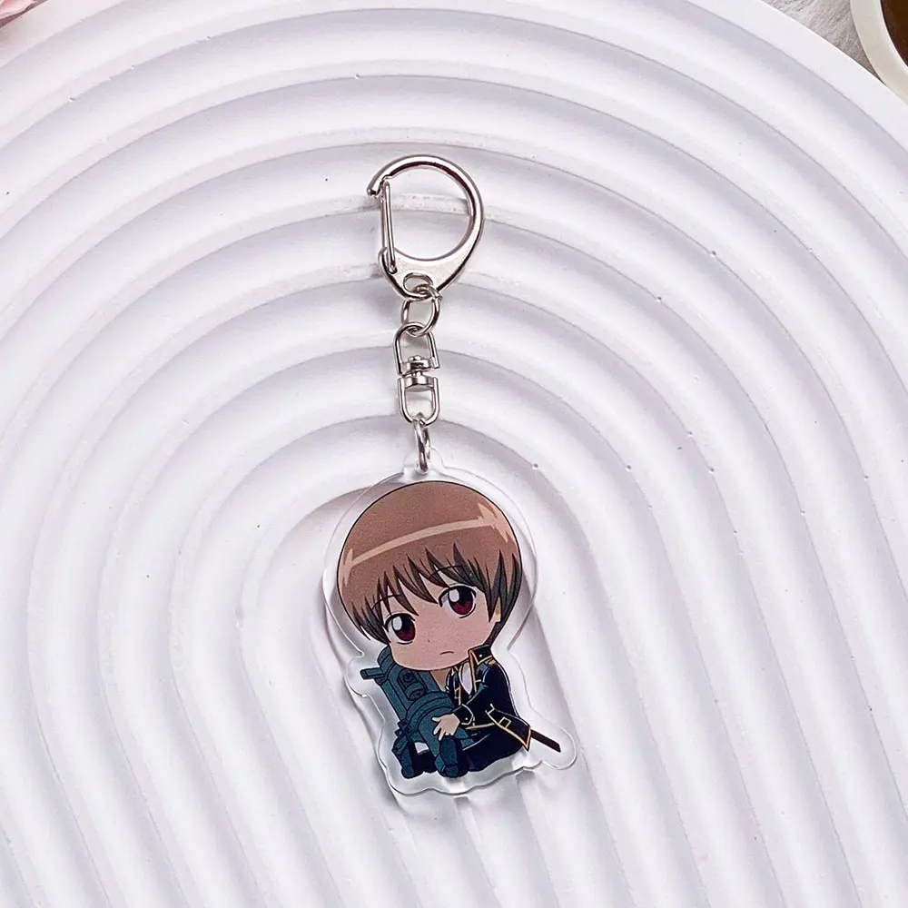 شخصيات أنيمي جينتاما سلسلة مفاتيح مصنوعة من الأكريليك اكسسوارات حقيبة سحر الكرتون لطيف مضحك على ظهره قلادة كيرينغ هدايا للأصدقاء #3