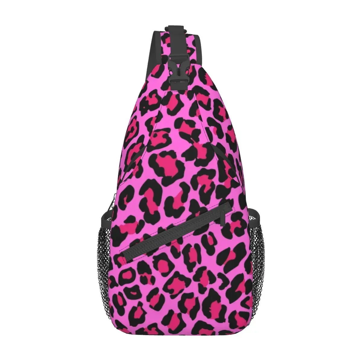 Hot Pink Leopard Crossbody Sling Bag Printed Chest Bag Cheetah Animal Spot Shoulder Backpack Daypack Travel Hiking Biking Pack