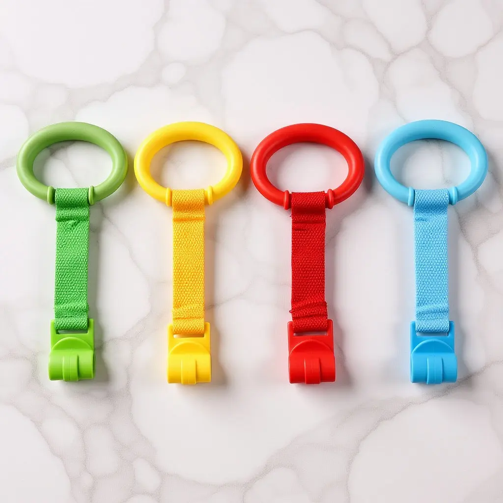 4Pcs Baby Pull Rings Infant Stand Hand Rings Portable Nursery Cot Bed Pulling Support Learning Aid Infant Pull Ring