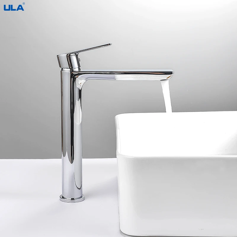 ULA Brass Basin Faucet Bathroom Faucets Hot and Cold Mixer Tall Bathroom Sink Faucets Black Chrome Washbasin Tap Crane Torneira