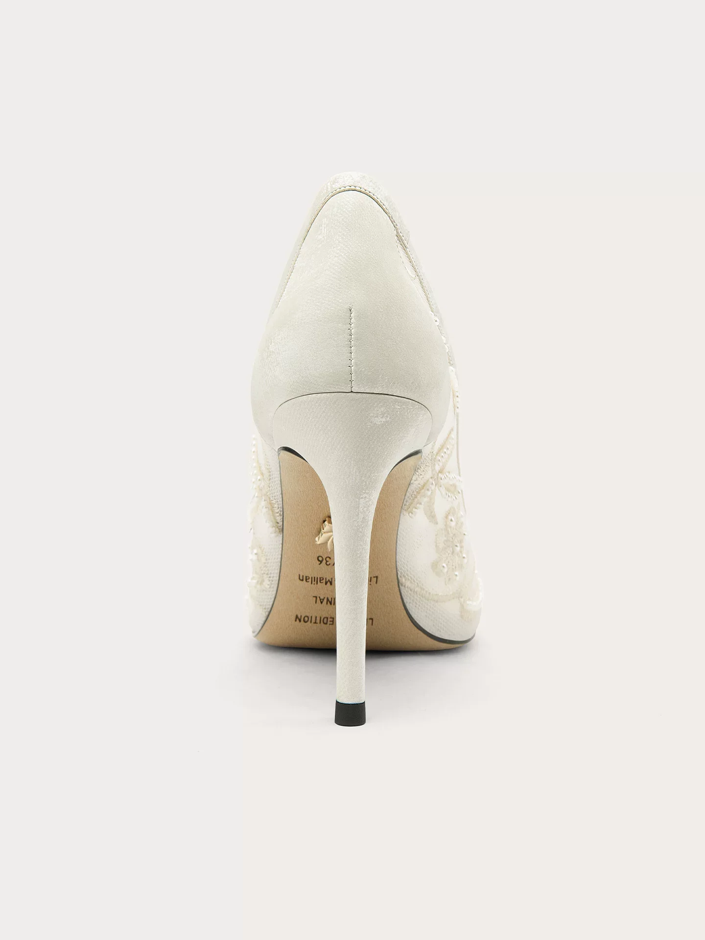 Spring and summer new pointed pearl embroidery mesh wedding shoes, banquet big size small size slim high-heeled women's shoes