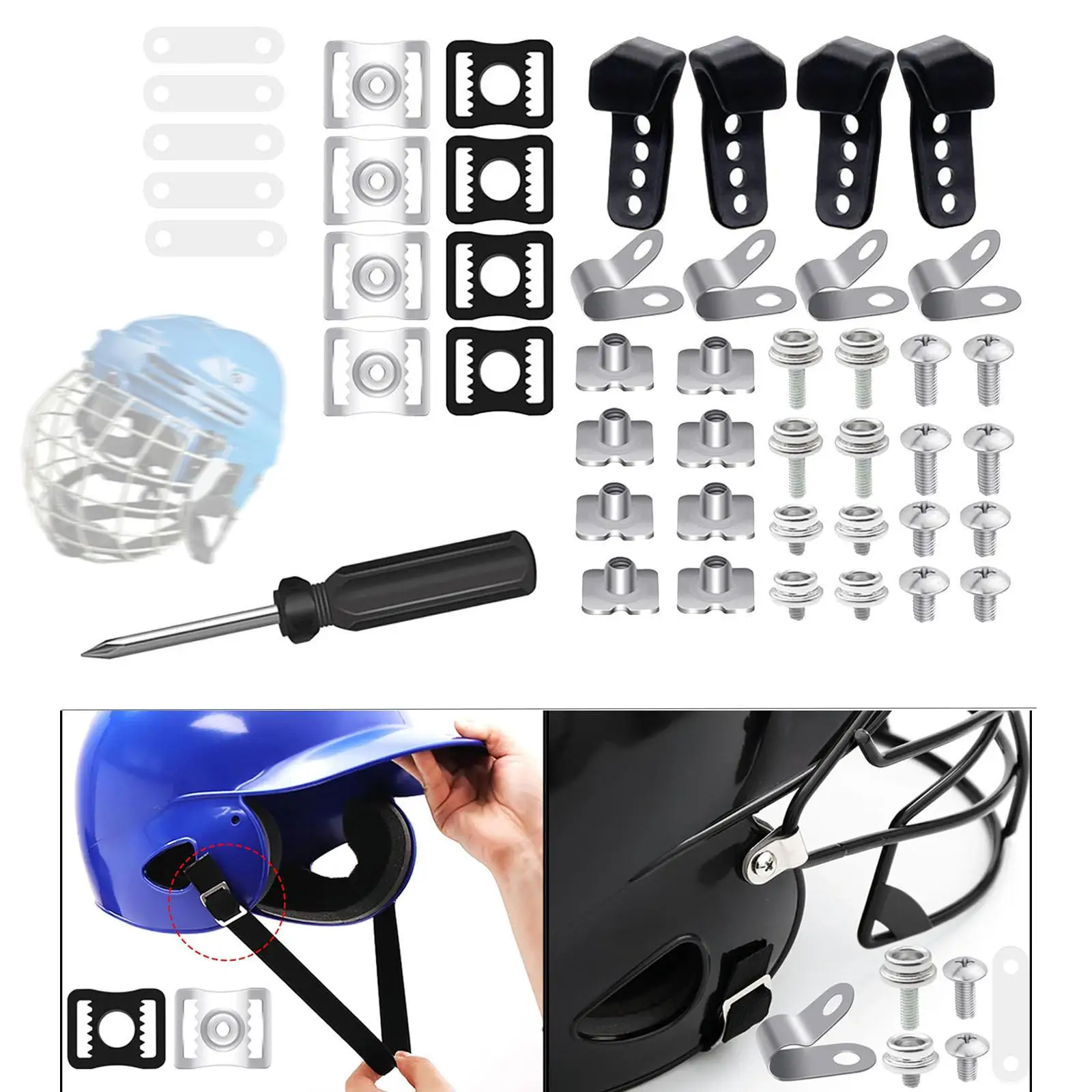 Screws Washers Nuts Hockey Helmet Repair Kit 61 Pcs for Baseball Softball