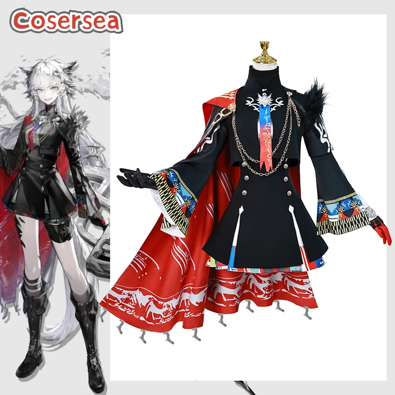Cosersea Lappland przebranie na karnawał gra Arknights Lappland kostium Halloween do odgrywania ról Party kobiety sukienka, mundurek strój komplet