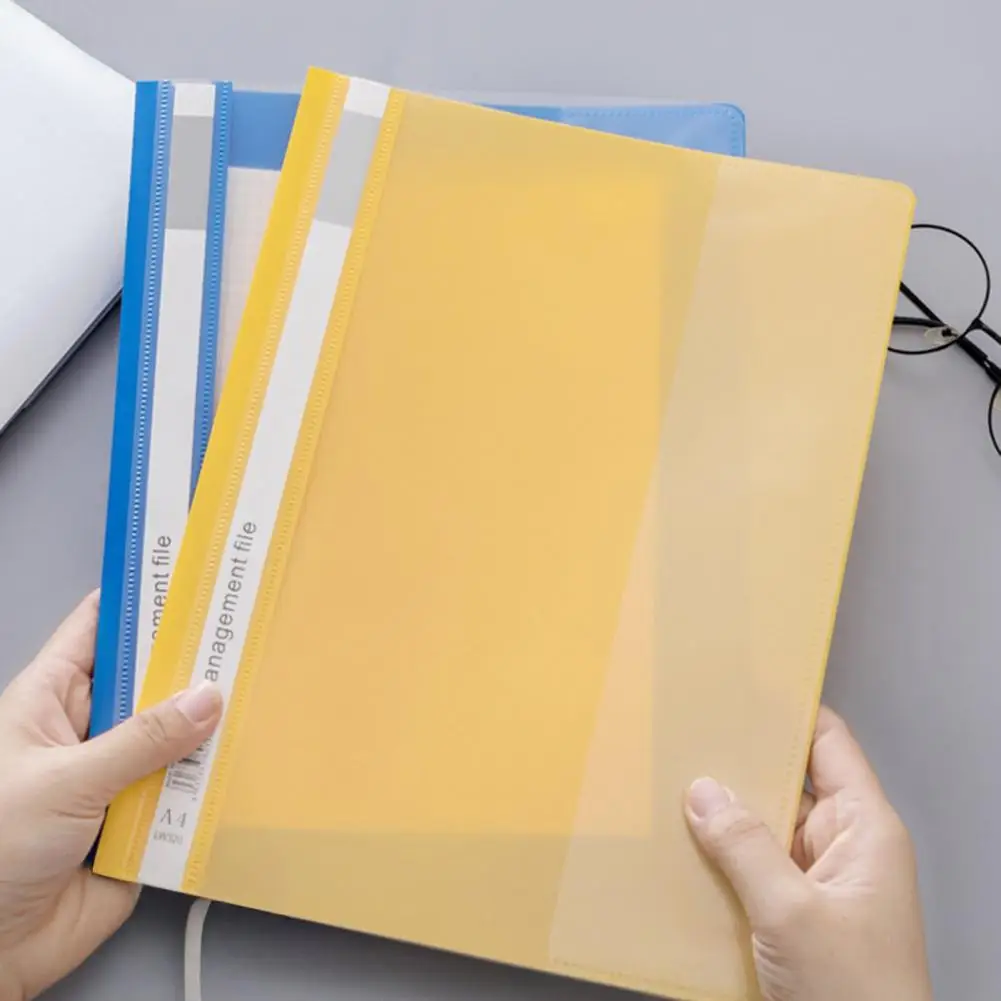 

12Pcs A4 Clear File Folders Punch-Hole Binders with Movable Index Cards Plastic Document Organizer for Office School
