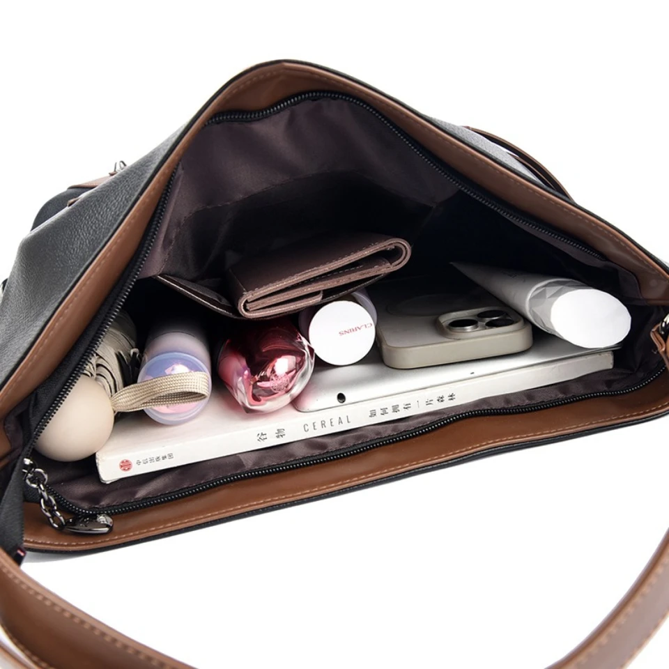 2-in-1 Convertible Hobo Backpack Women's Large Capacity PU Leather Crossbody Shoulder Bag Contrast Daily Casual Tote Purse New