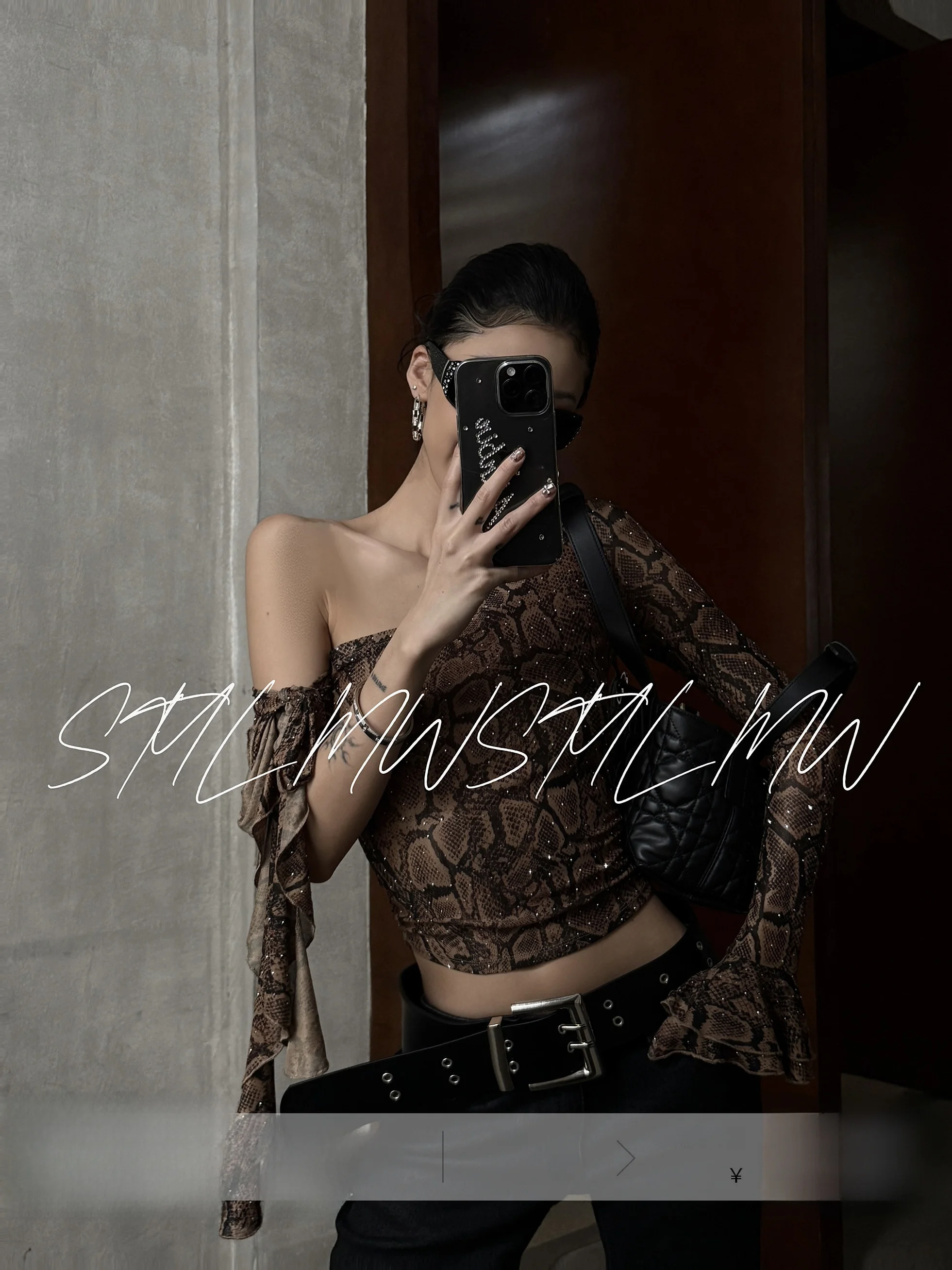 

Wild Zero Sexy Snake Skin Pattern Irregular oulder Me Slim Fit Women's Long Sve Top Street Sle High Elastici Polye...