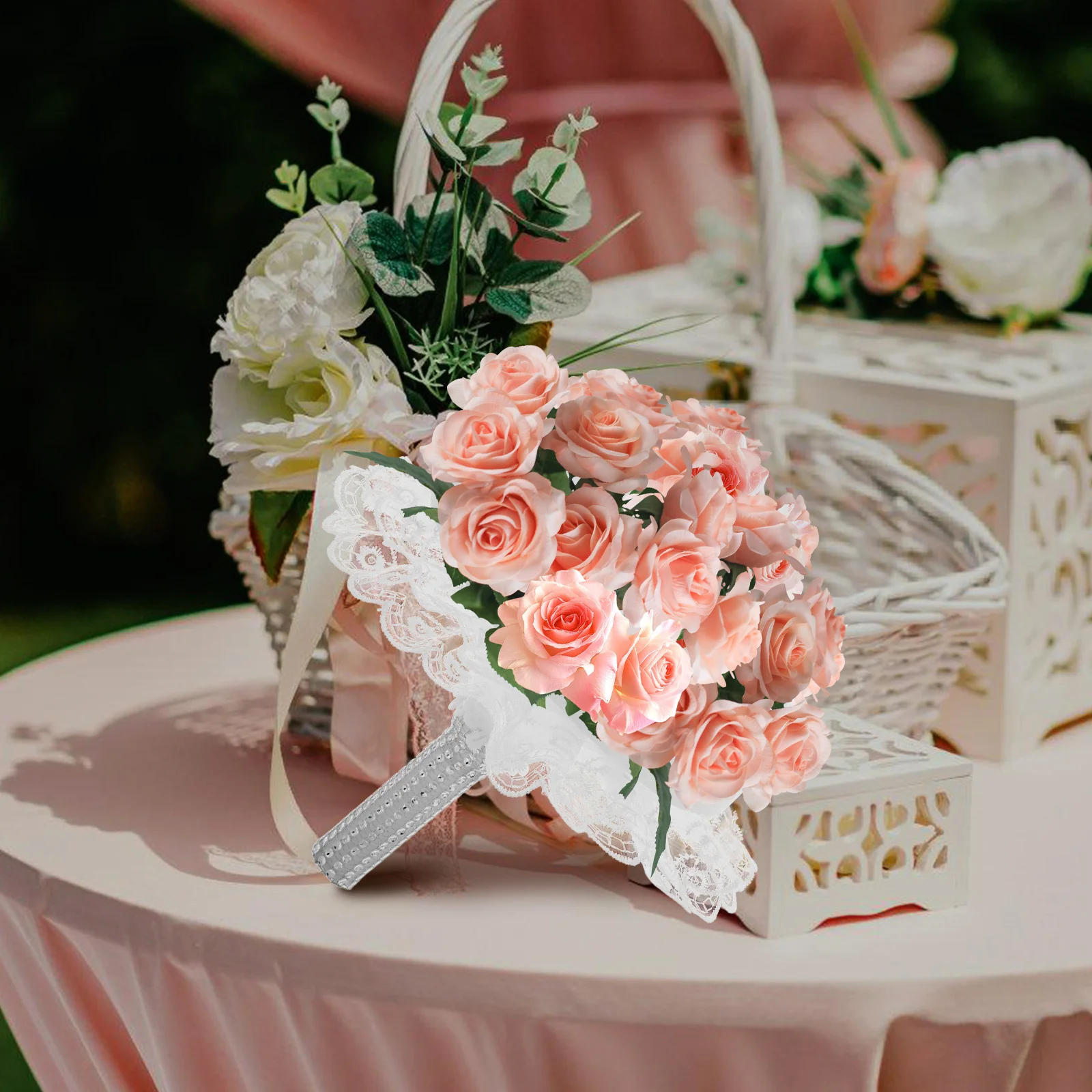 

1 Set Artificial Flower Holder Diy Floral Foam Cage Lace For Wedding Bouquet Arrangement Bridal Decoration