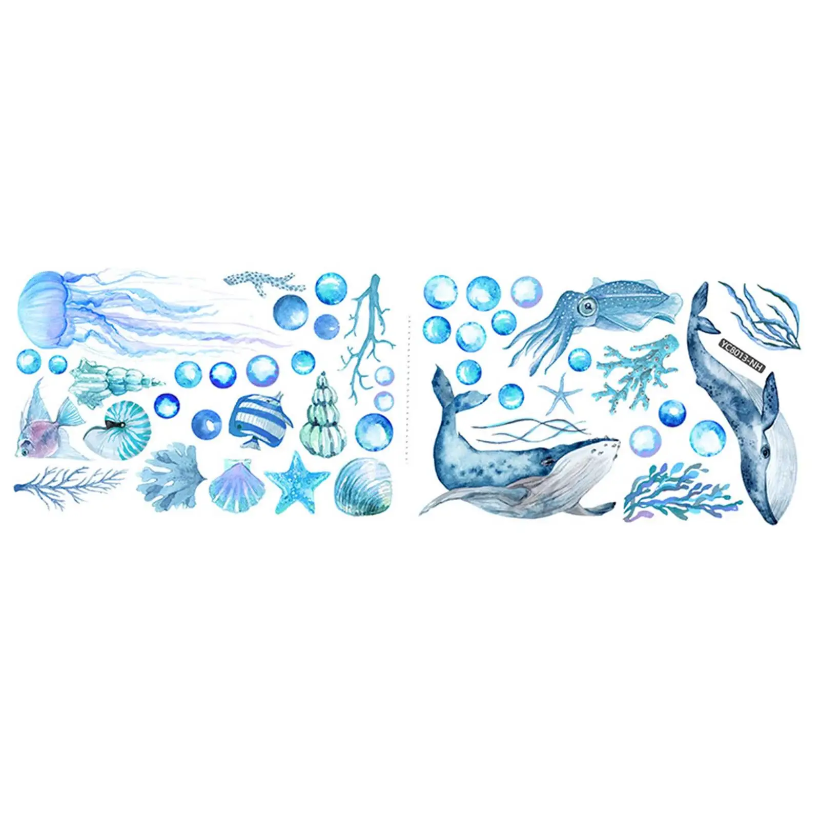 

2 Pcs Luminous Sea Creatures Wall Decals under The Sea Decoration Peel And Stick
