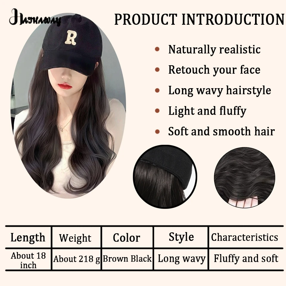 Synthetic Hat Wig Female Fashion Year Atmosphere Baseball Cap Full Head Fairy Temperament Shopping Daily Wear Wig Baseball Cap