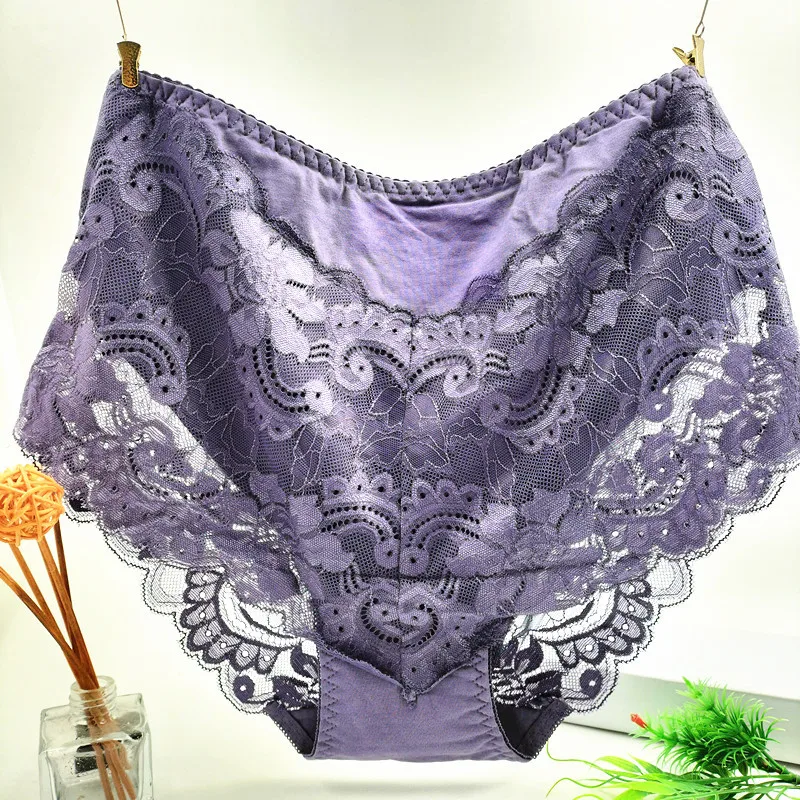 2024 New High Waist Lingeries Briefs Women Breathable Cotton Underwear Lady Intimates Plus Size 6XL 7XL  Lace Lady\'s Panties