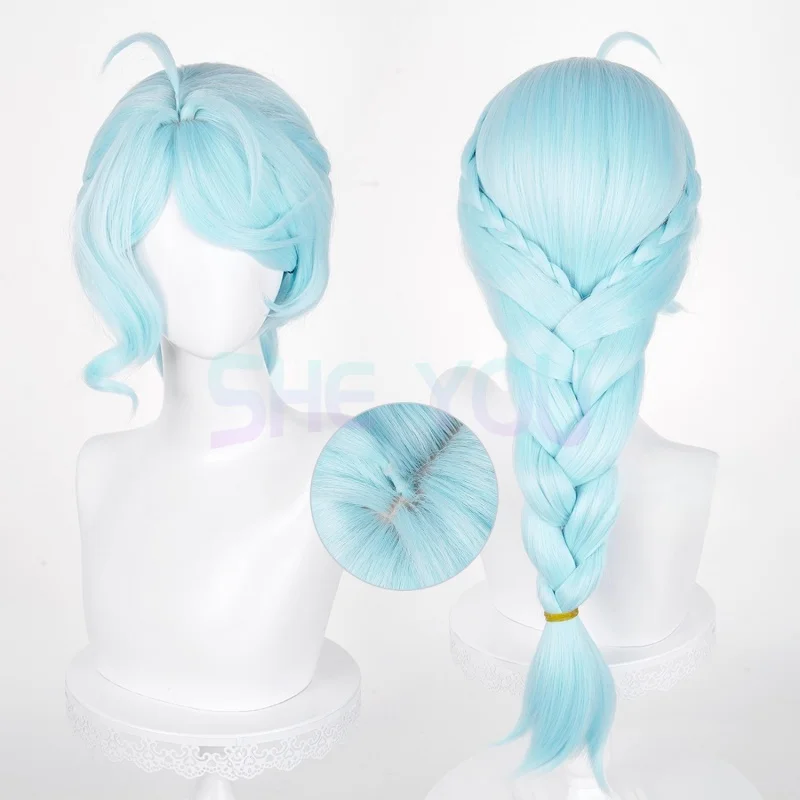Zzz semente cosplay peruca 65cm perucas azuis pré trançadas para trajes femininos cosplay anime peruca resistente ao calor cabelo sintético dia das bruxas