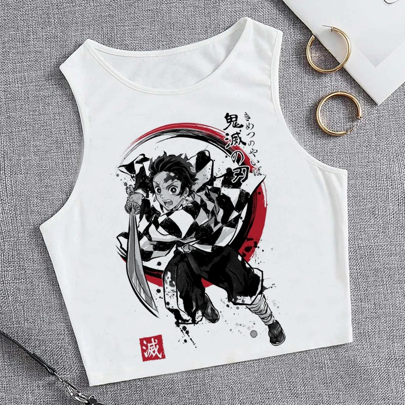 Kimetsu No Yaiba Crop Top Demon Slayer T Shirt canotta canotta Nezuko maglietta Anime giapponese Tanjirou Kamado Cropped T-Shirt femminile