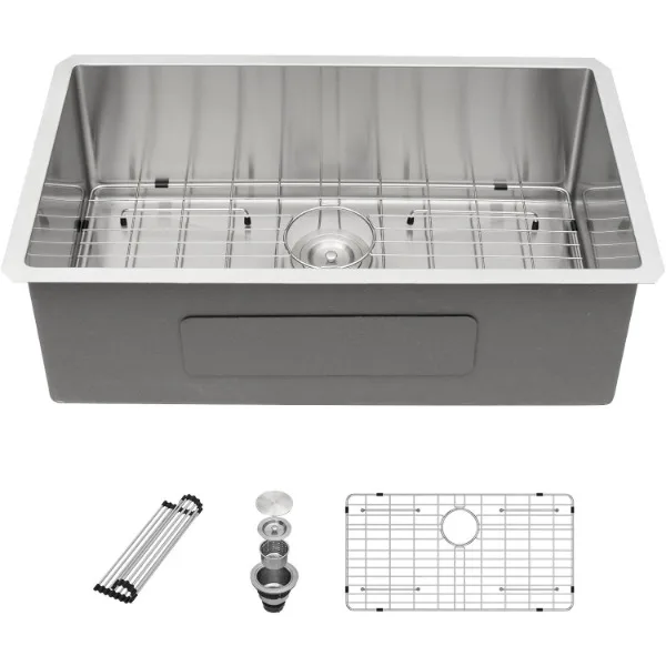 Sarlai 32 Kitchen Sink Undermount Stainless Steel - 32x19 Kitchen Sink Under Counter 16 Gauge Stainless Steel Single