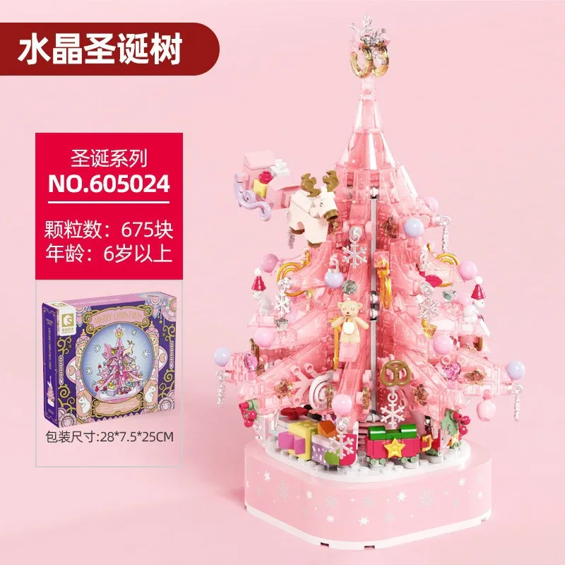 Christmas Crystal Tree Building Blocks MOC Assembly Toys Christmas Gifts for Girls Fairy Tale Gift Creative Ornament Kids Toys